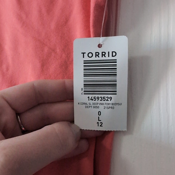 NWT Torrid Foxy V-Neck Coral Pink Slimming Stretch Bodysuit L - Picture 7 of 8